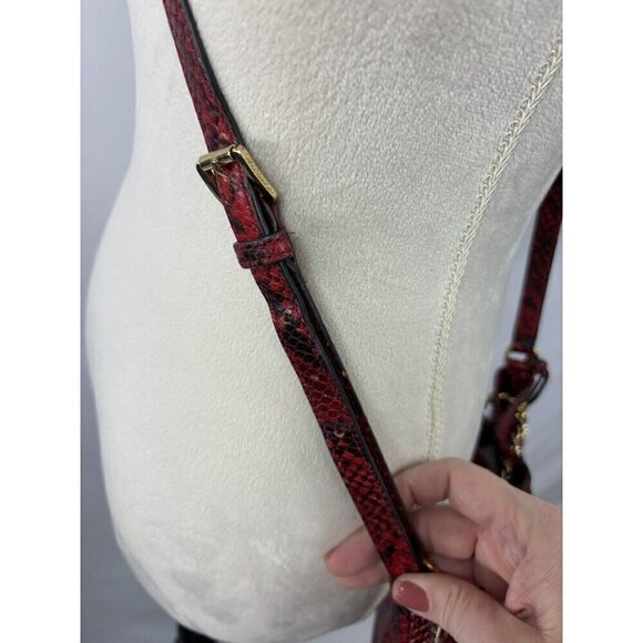 Michael Kors Frankie Crossbody Bag Red Black Snakeskin Print Small Pouch Bucket - Picture 6 of 14
